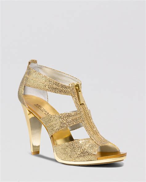 michael kors gold block heel|michael kors high heels boots.